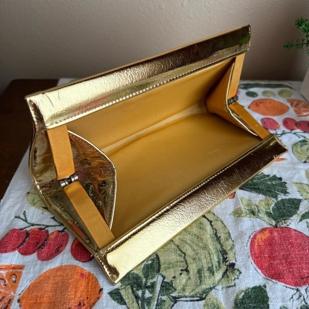Vintage gold foil snap closure clasp handbag